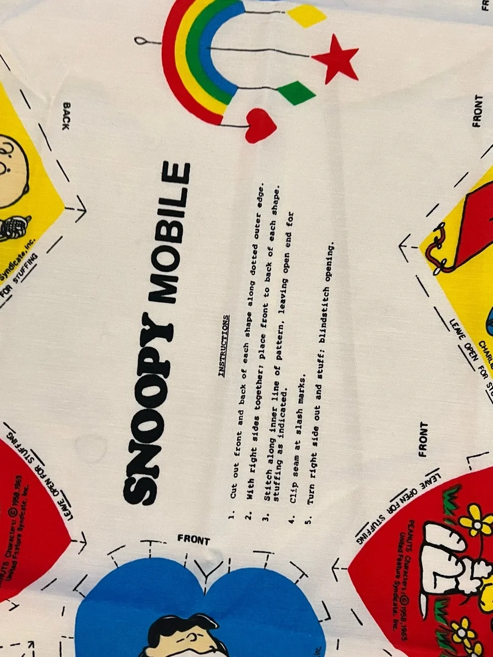 Peanuts Snoopy Mobile Panel with Rainbow, Red, Blue, Green & Yellow 3 panels